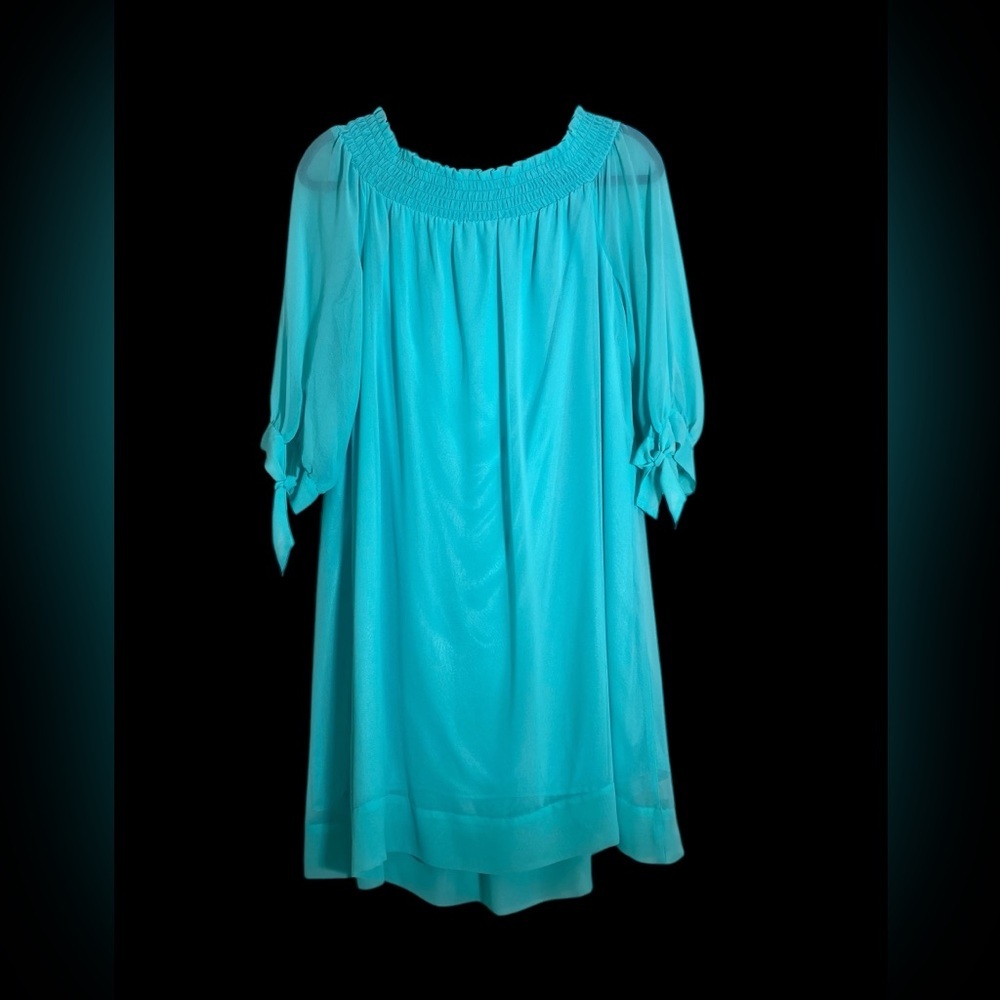 New York & Company Blue Smocked Midi Dress - Picture 5 of 14